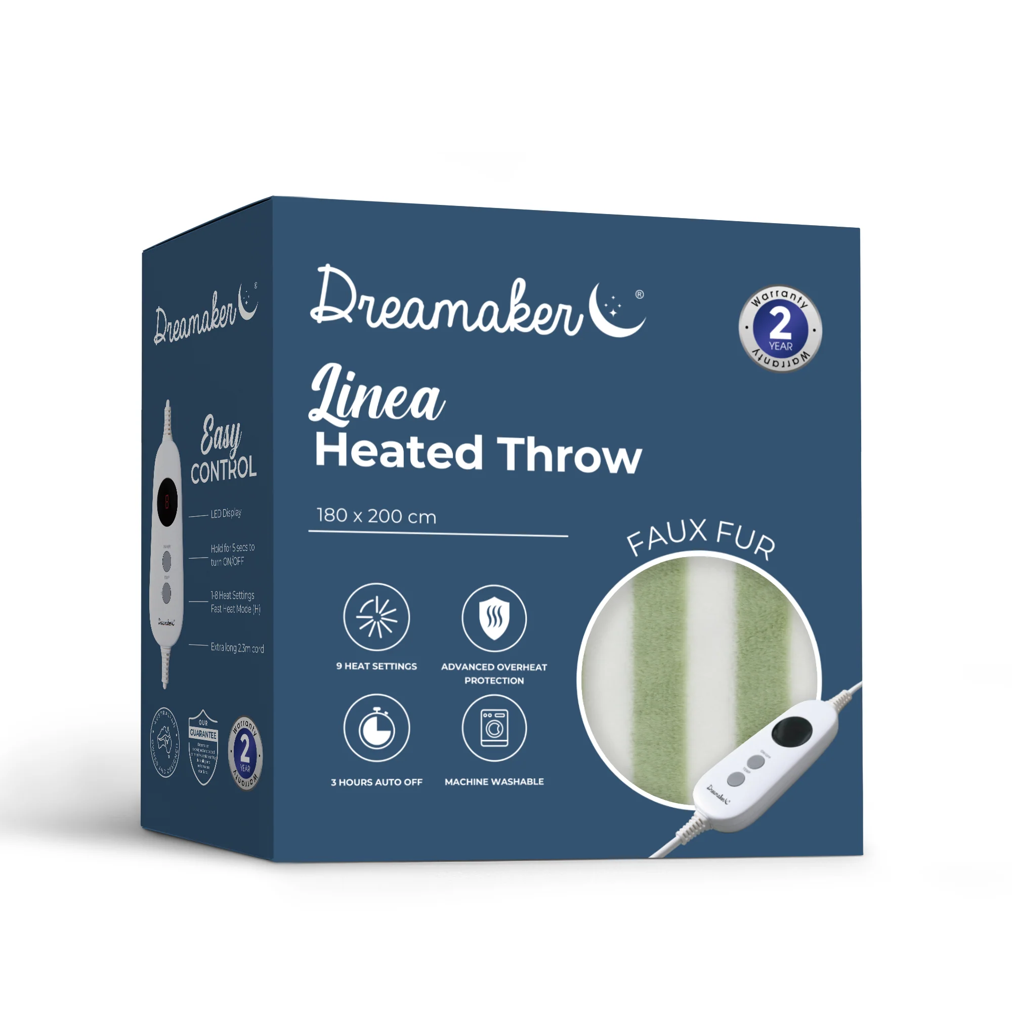 Dreamaker Linea Faux Fur Heated Throw [180x200cm] (Olive) - Image 8