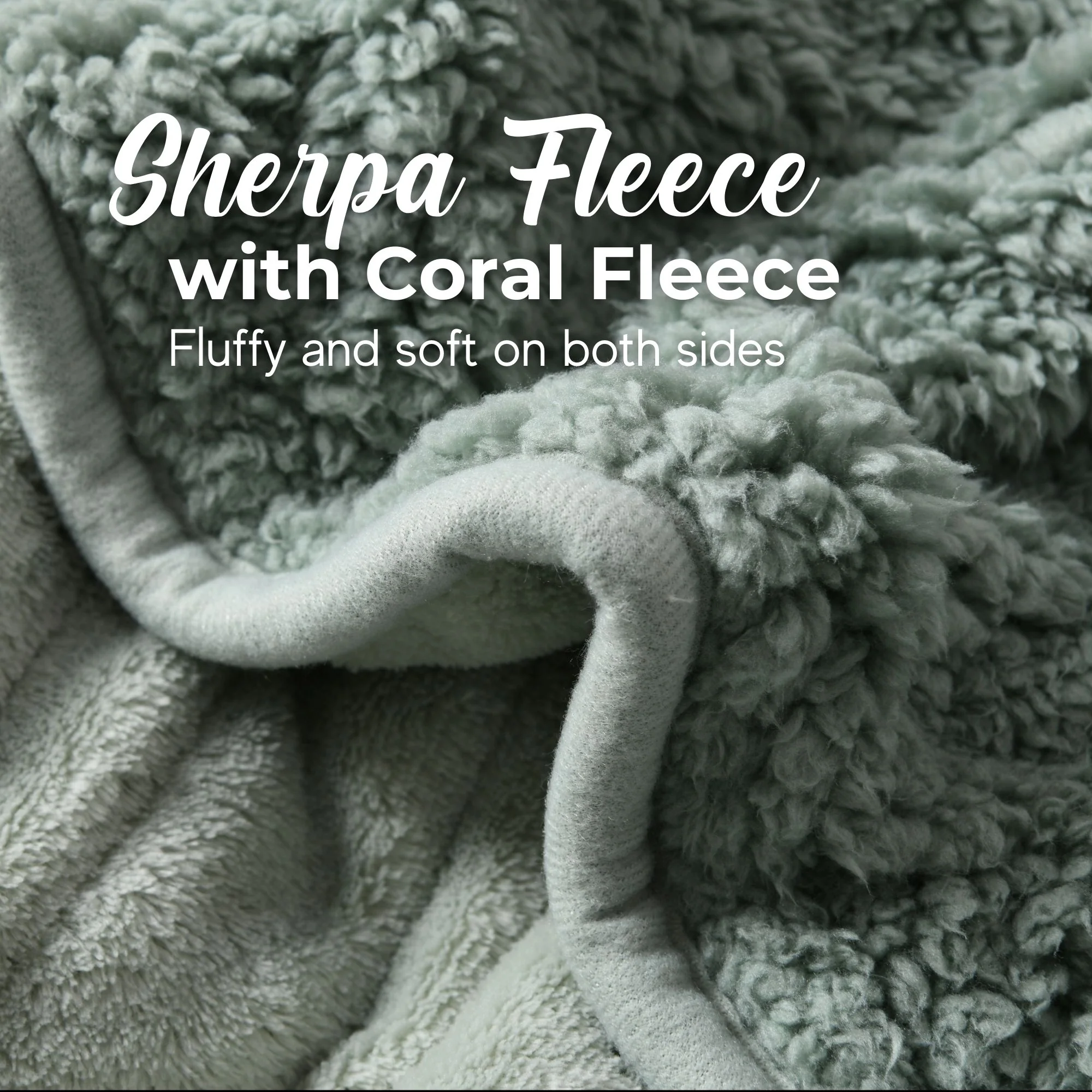 Dreamaker Reversible Sherpa & Coral Fleece Electric Heated Throw Blanket [130x160cm] (Olive/Sage) - Image 4