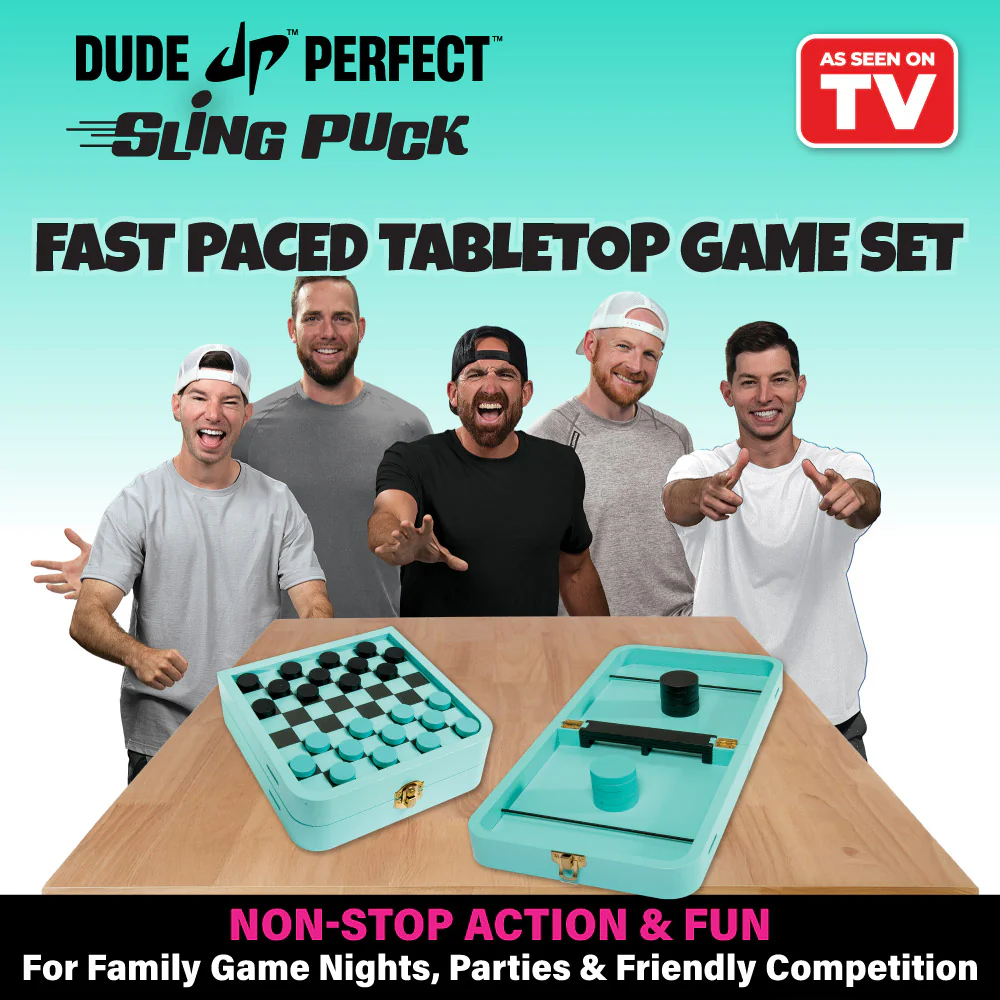 Dude Perfect Sling Puck and Checkers Table Game Set - Image 2