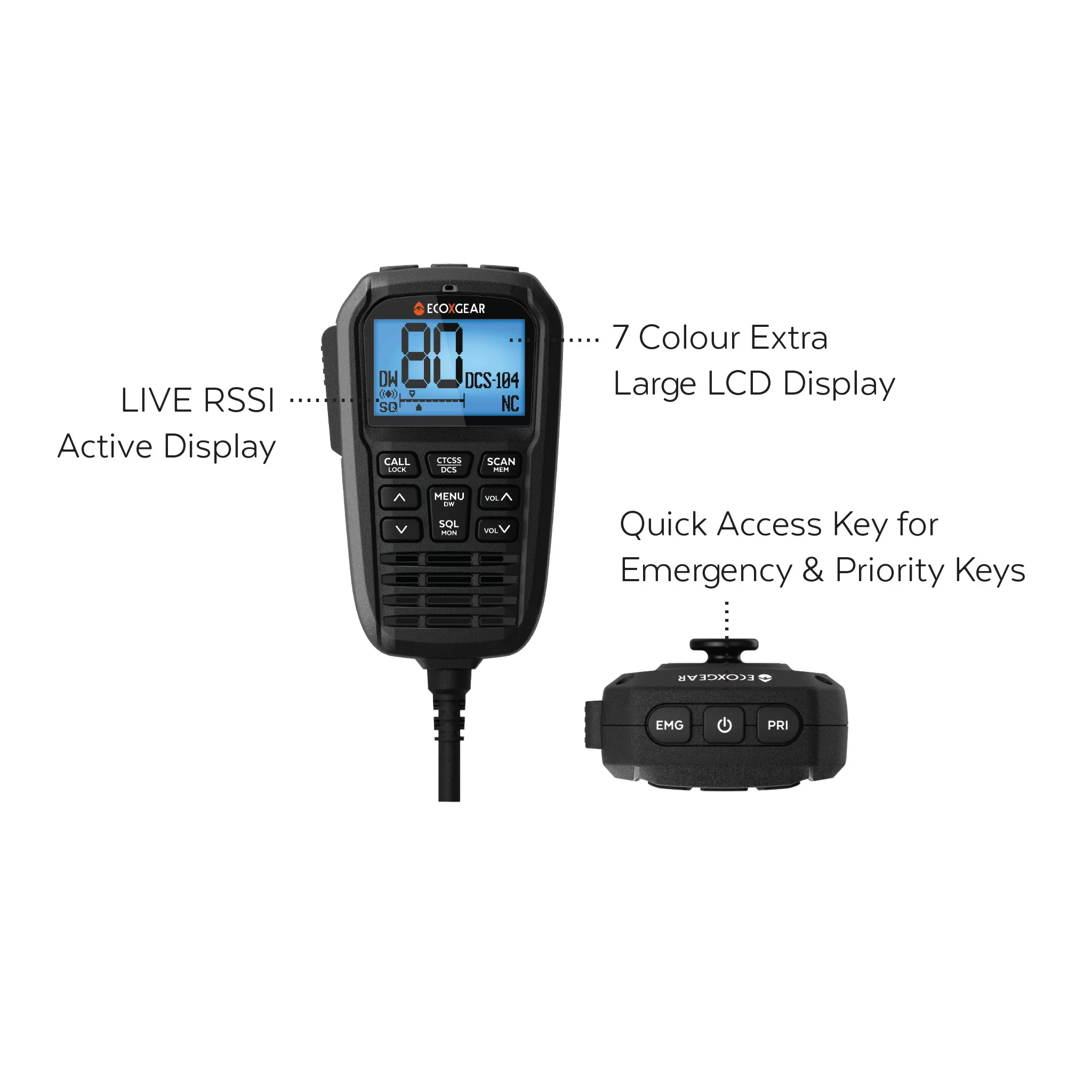 EcoXgear EXG3000-4WDPK 5W Compact UHF CB Radio with Multi-Colour LCD & Mic (4X4 Pack) - Image 7