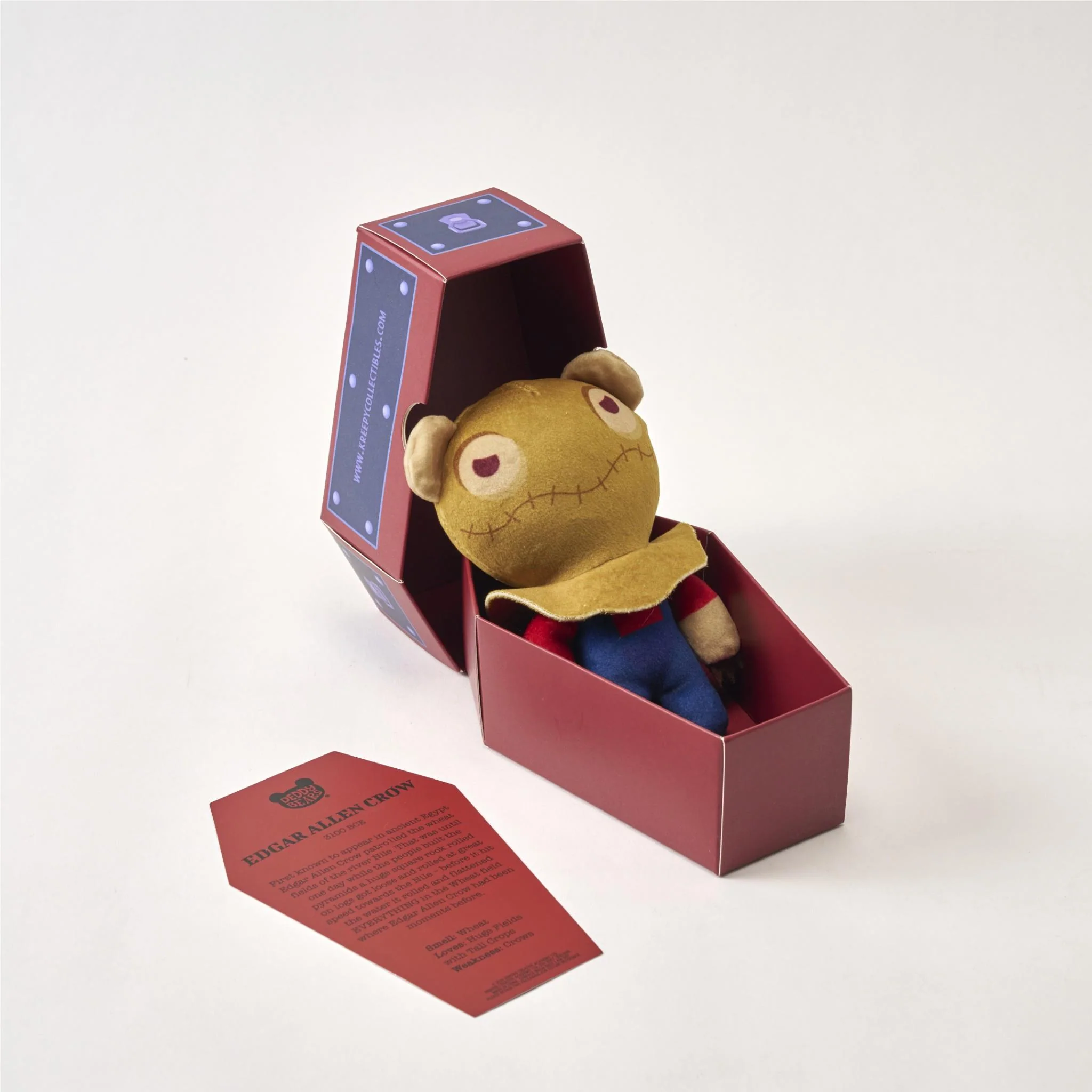 Edgar Allen Crow Deddy Bear Plush In Coffin - Image 2