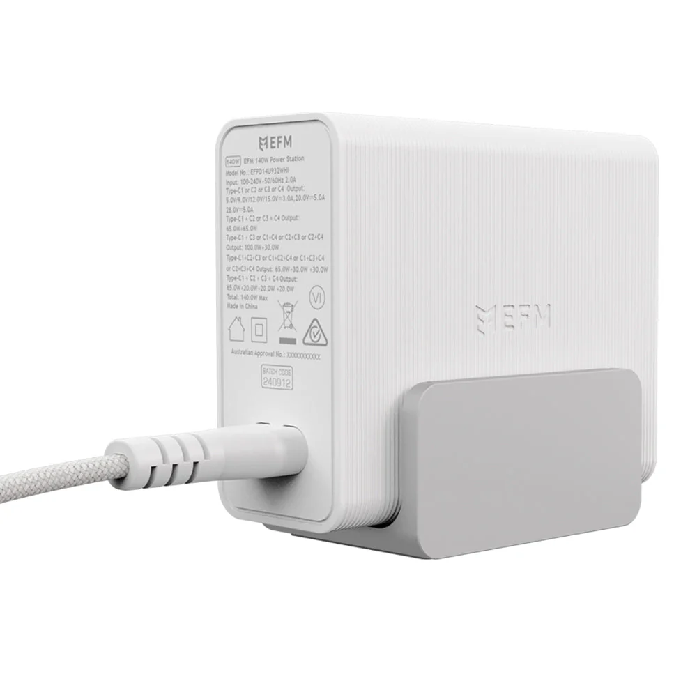 EFM 140W Desktop Power Station with GaN, PD3.1 and PPS (White) - Image 5