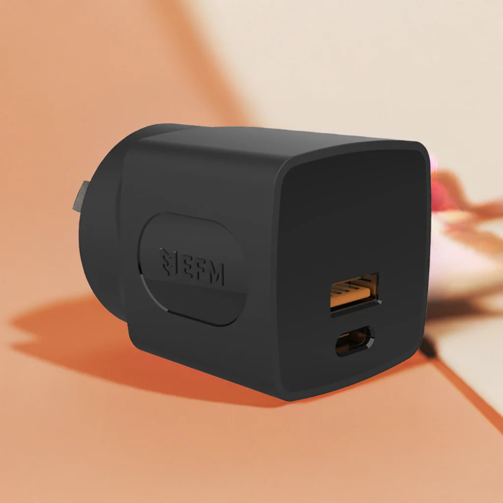 EFM 30W Dual Port Wall Charger (Black) - Image 2