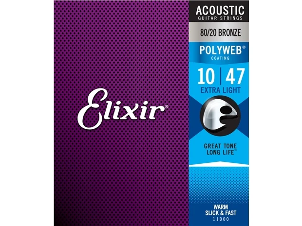 Elixir #11000 Acoustic Polyweb Guitar Strings 80/20 Bronze 10-47 Extra Light - Image 2