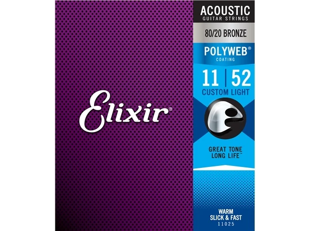 Elixir #11025 Acoustic Polyweb String 80/20 Bronze 11-52 Custom Light - Image 3