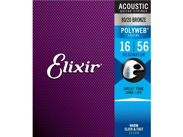 Elixir #11125 Acoustic Polyweb Guitar String 80/20 Bronze 16-56 Resonator - Image 2