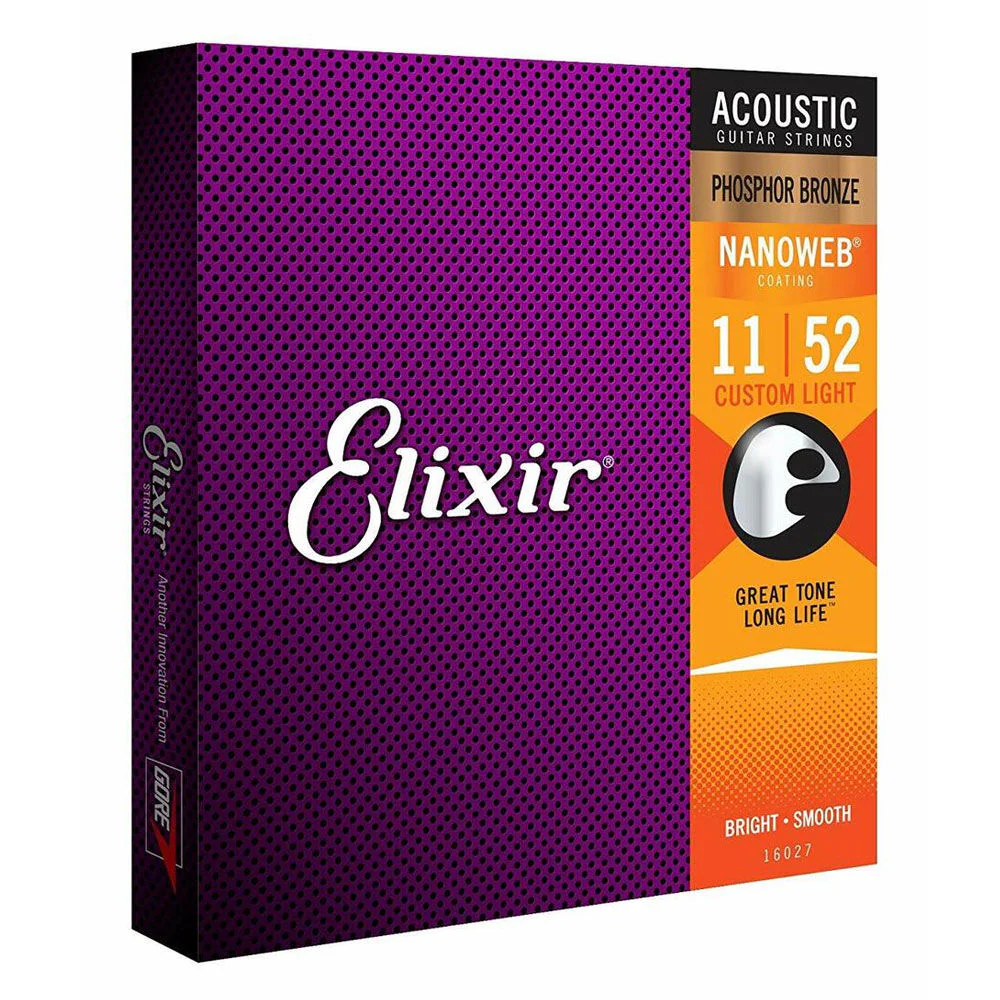 Elixir #16027 Acoustic Nanoweb Phosphor Bronze String 11-52 Custom Light - Image 2