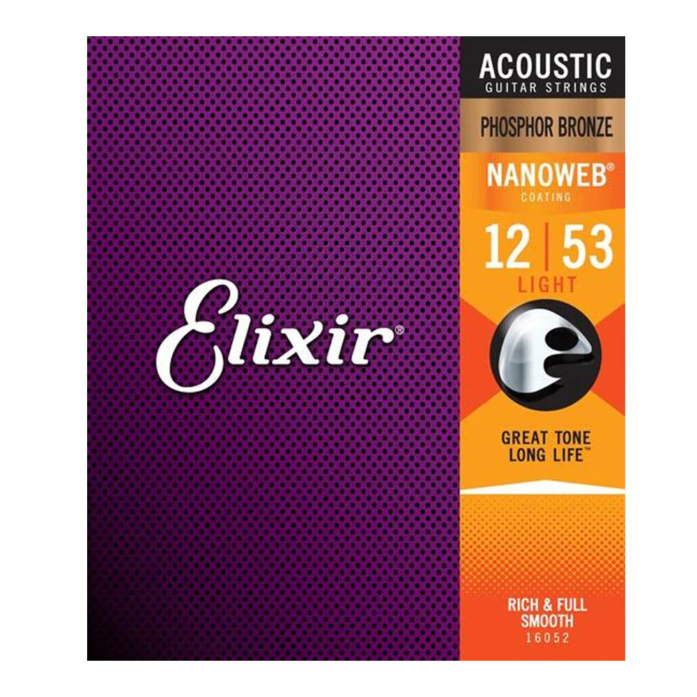 Elixir #16052 Acoustic Nanoweb Phosphor Bronze String 12-53 Light - Image 2