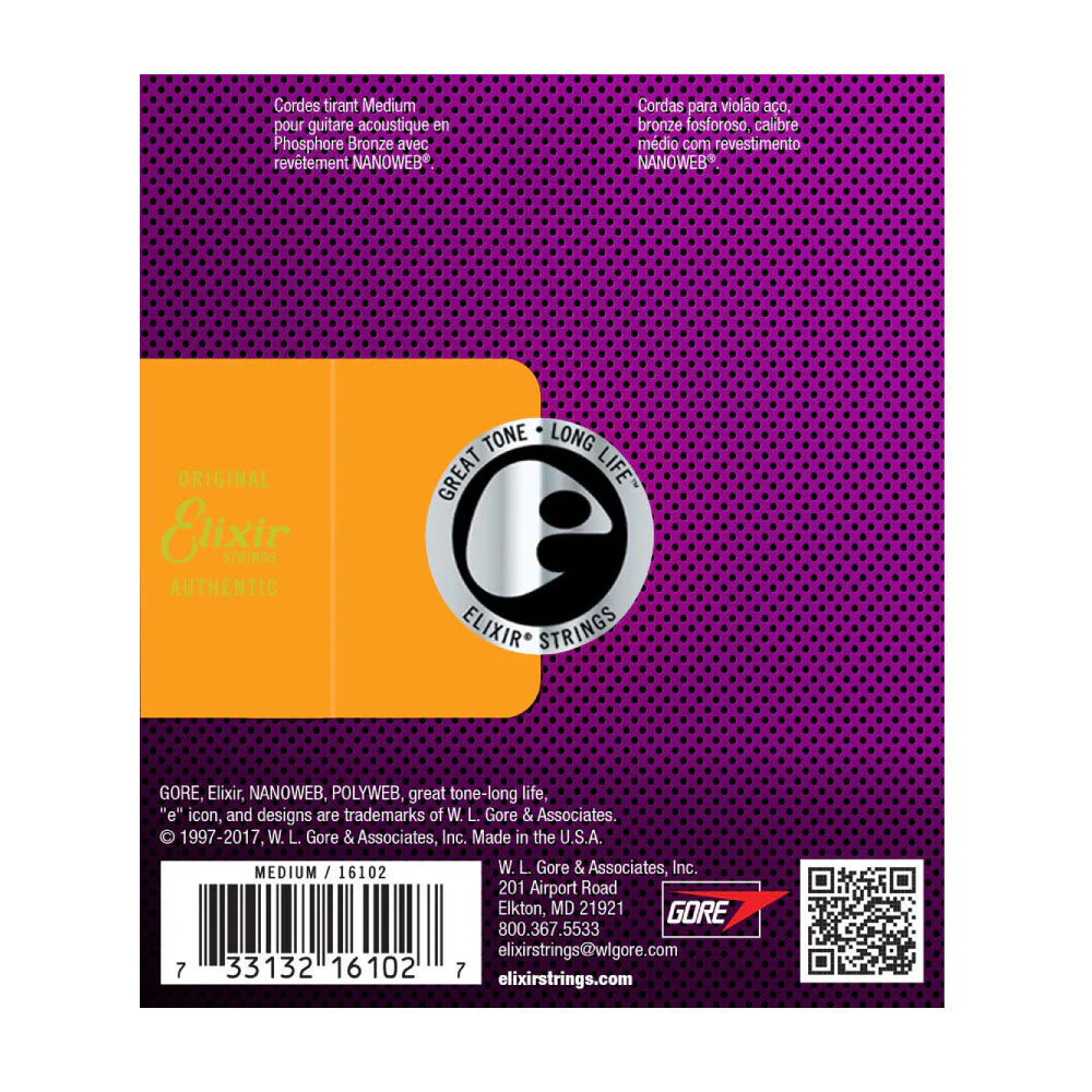 Elixir #16102 Acoustic Nano Phosphor Bronze Guitar String 12-56 Light - Image 3
