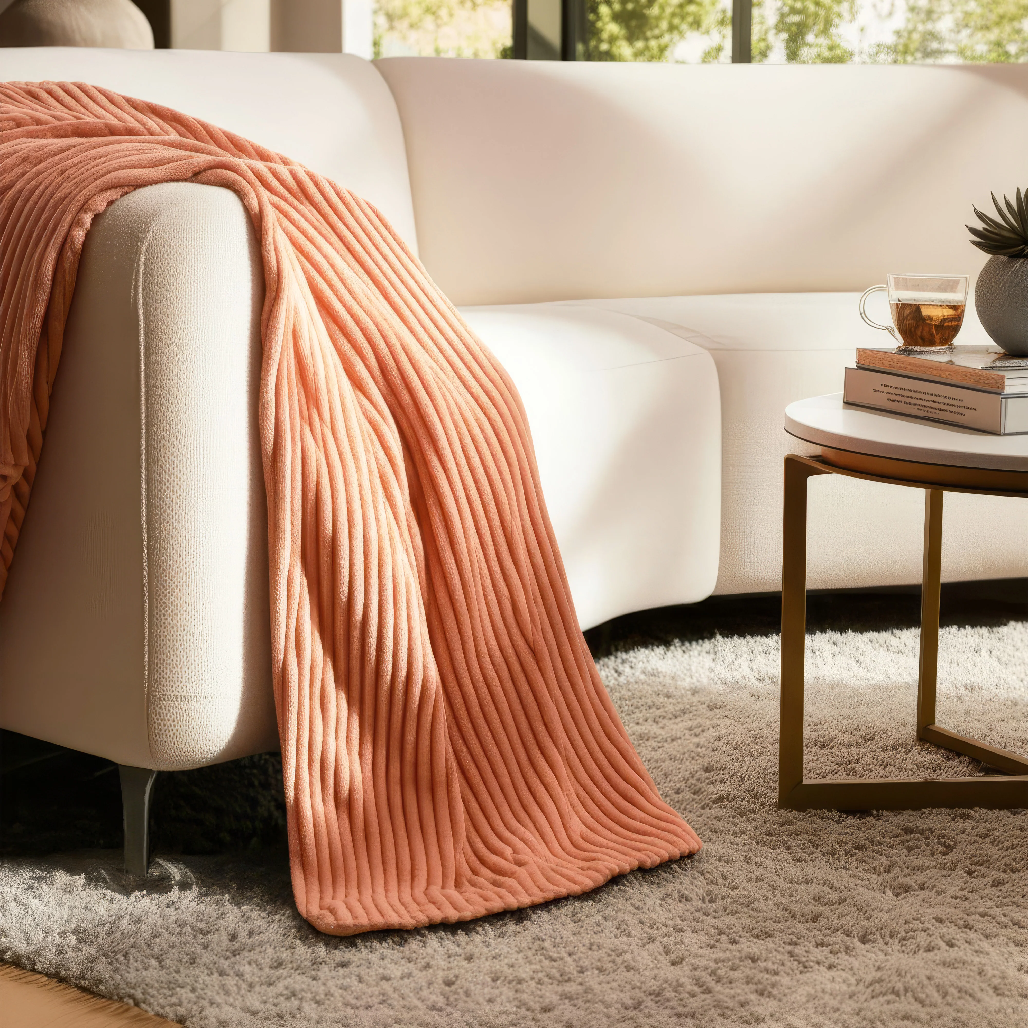 ELLE Heated Throw Blanket (Apricot Wash) - Image 4