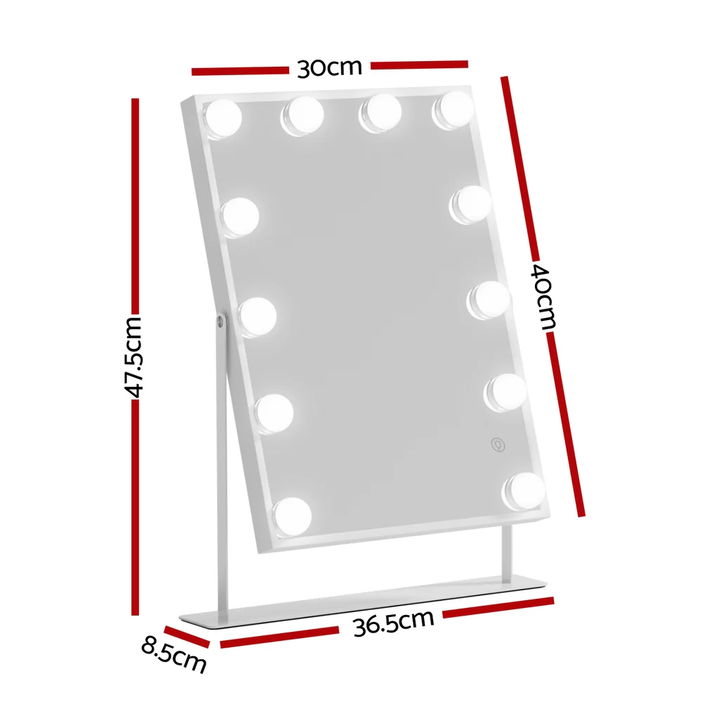 Embellir Bluetooth Makeup Mirror 30x40cm Hollywood Vanity with LED Light White - Image 3