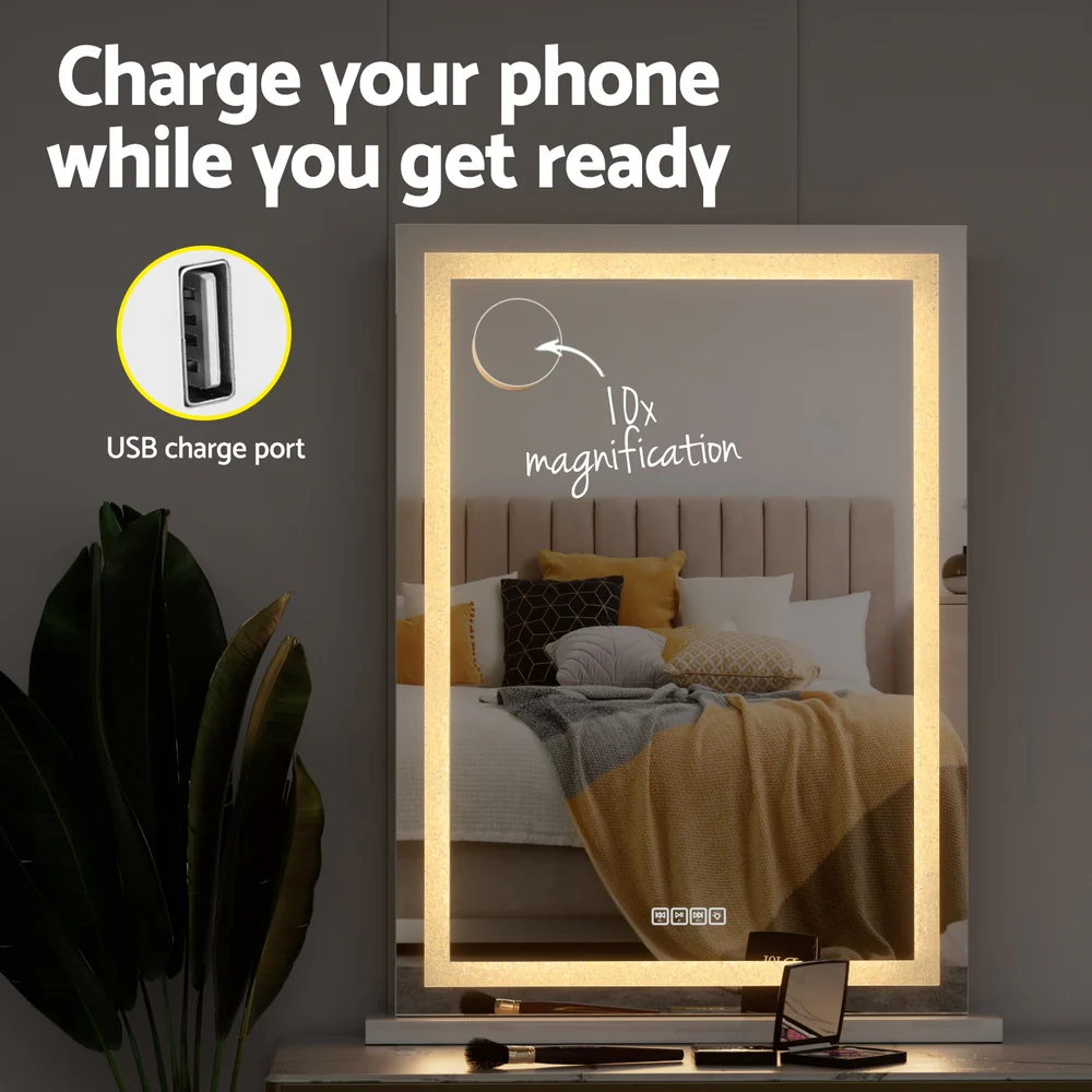 Embellir Bluetooth Makeup Mirror 58x80cm Hollywood Vanity with LED Light Crystal - Image 7
