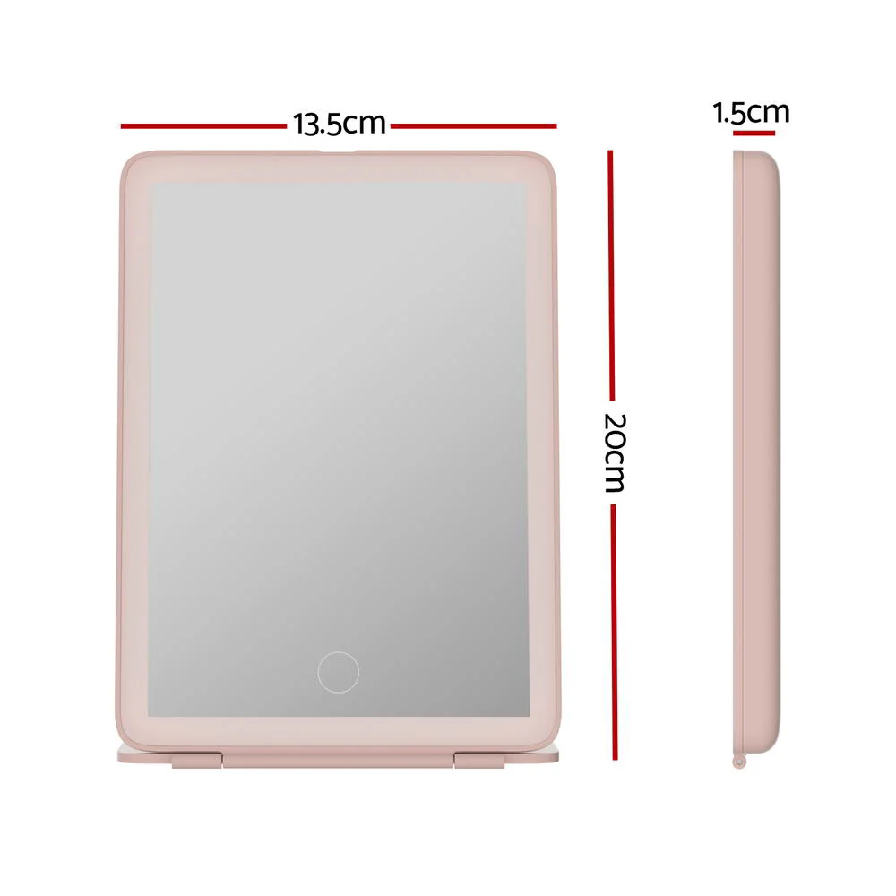 Embellir Compact Makeup Mirror w/ LED Light Portable Foldable Travel Beauty Pink - Image 3