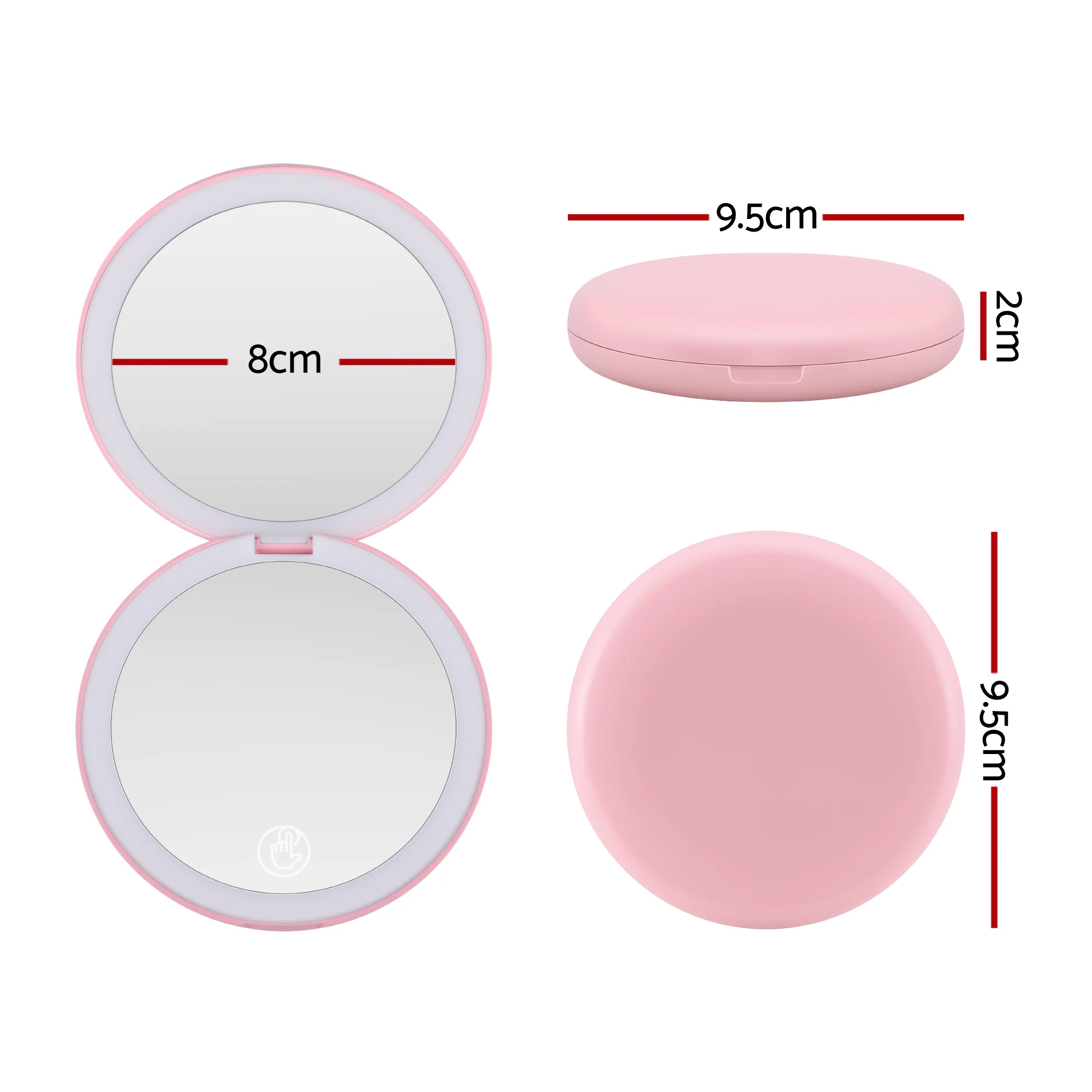 Embellir LED Compact Mirror Lighted Travel Makeup Mirror Pocket-Sized 1x 10x Magnification Round Pink - Image 3