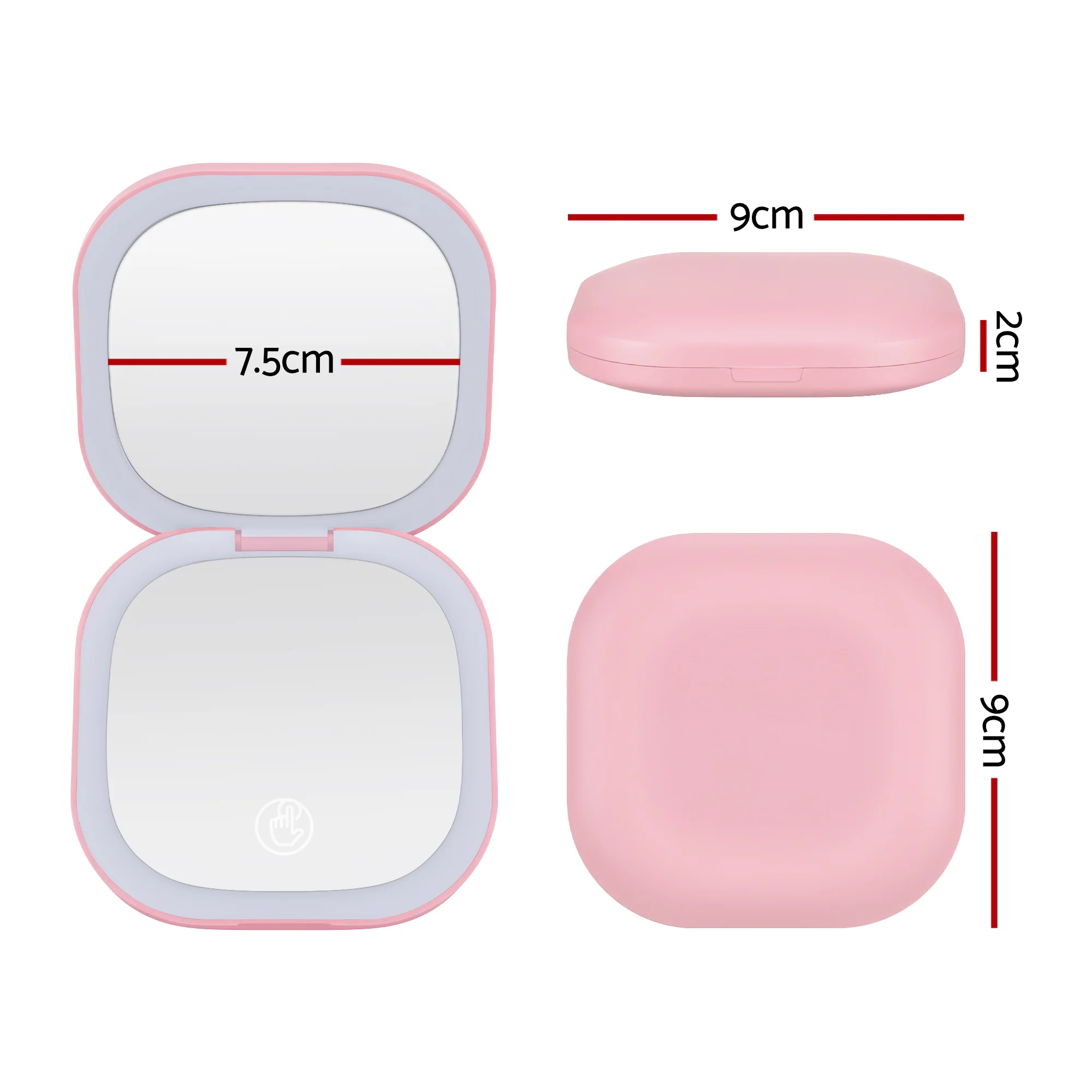Embellir LED Compact Mirror Lighted Travel Makeup Mirror Pocket-Sized 1x 10x Magnification Square Pink - Image 3