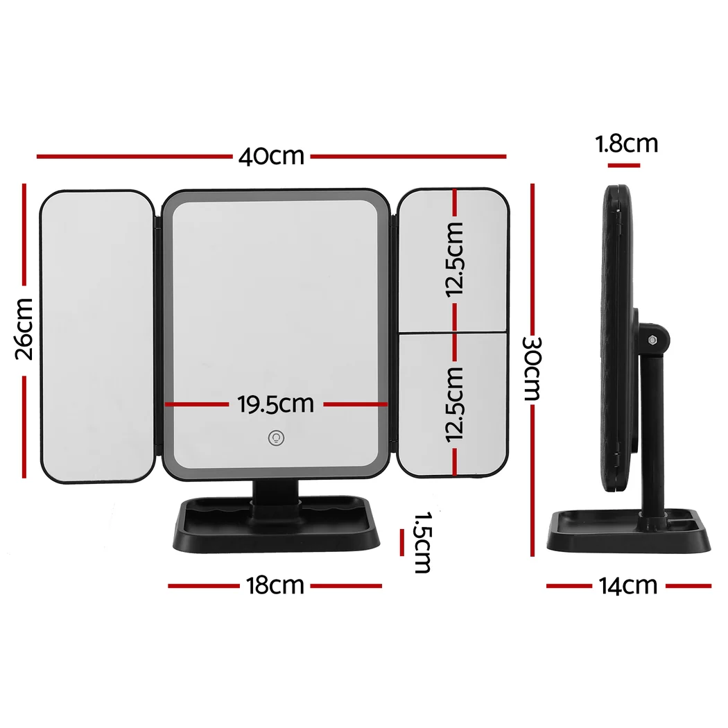 Embellir LED Makeup Mirror Tri-fold Lighted Vanity Mirrors 1X2X3X Magnifications - Image 3
