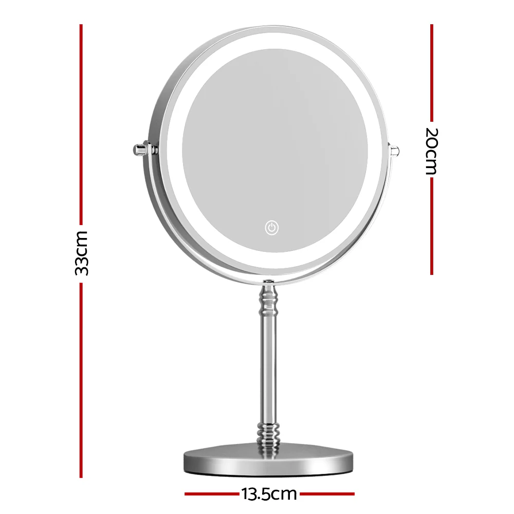 Embellir Makeup Mirror 20x20cm 10X Magnifying with LED Light Rotation Tabletop - Image 3