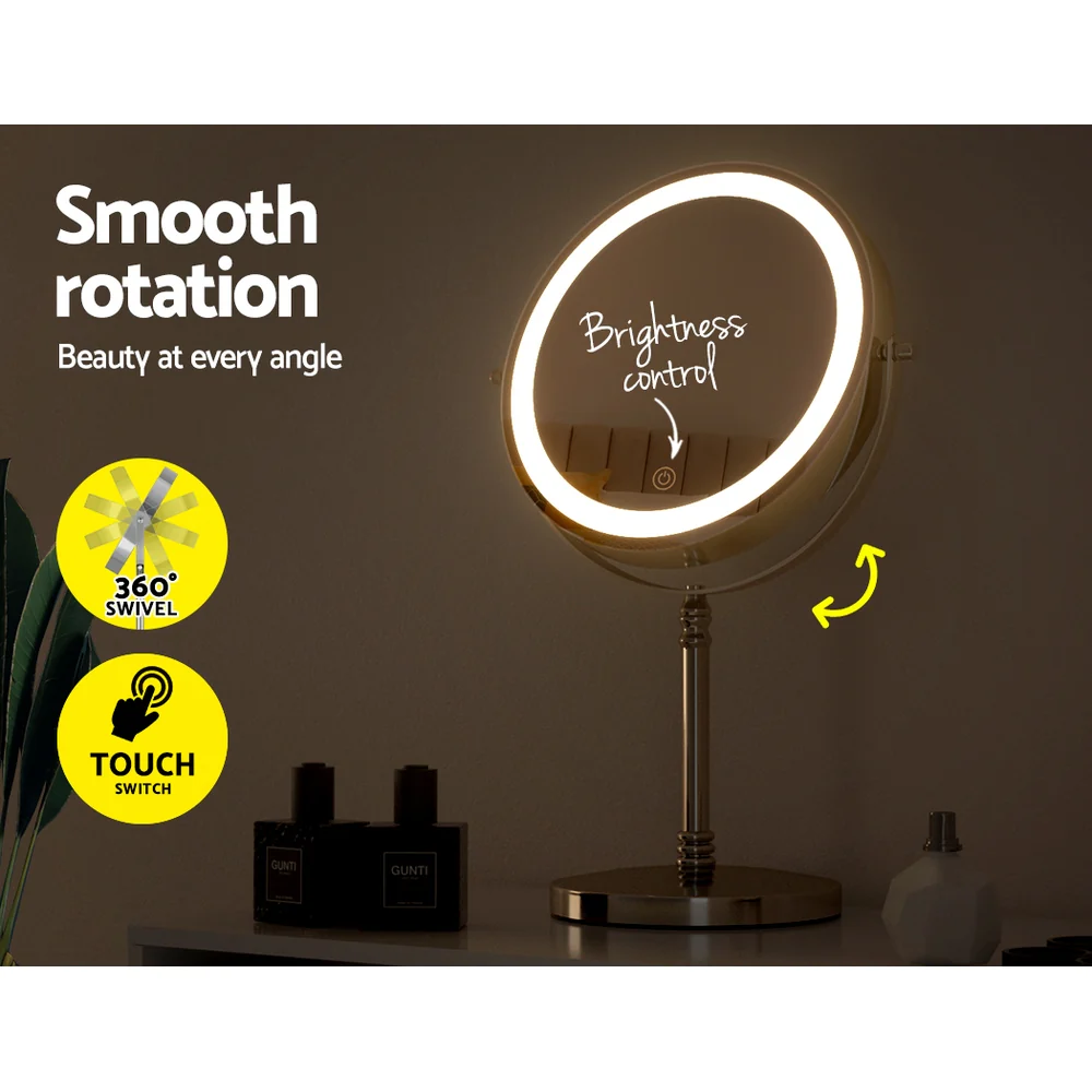Embellir Makeup Mirror 20x20cm 10X Magnifying with LED Light Rotation Tabletop - Image 7