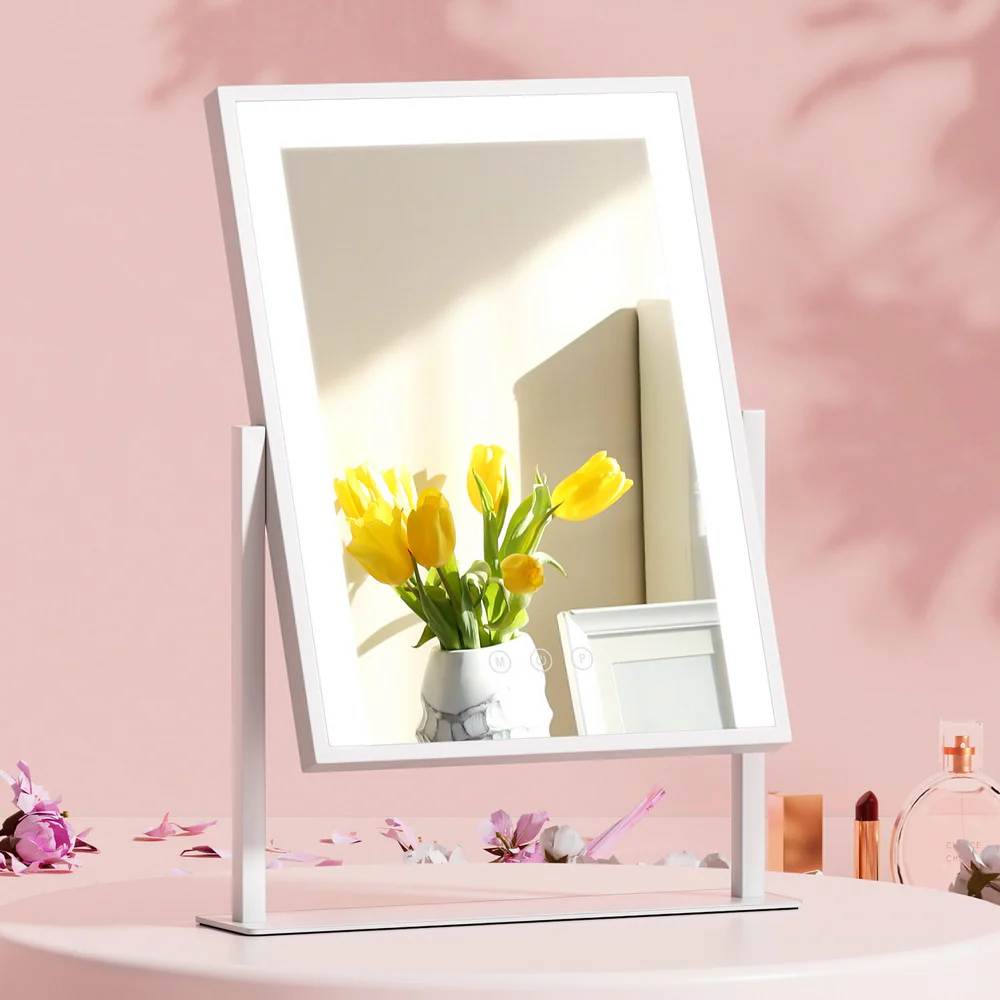 Embellir Makeup Mirror 30x40cm Hollywood Vanity with LED Light Rotation White - Image 2