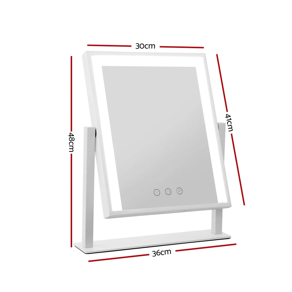 Embellir Makeup Mirror 30x40cm Hollywood Vanity with LED Light Rotation White - Image 3