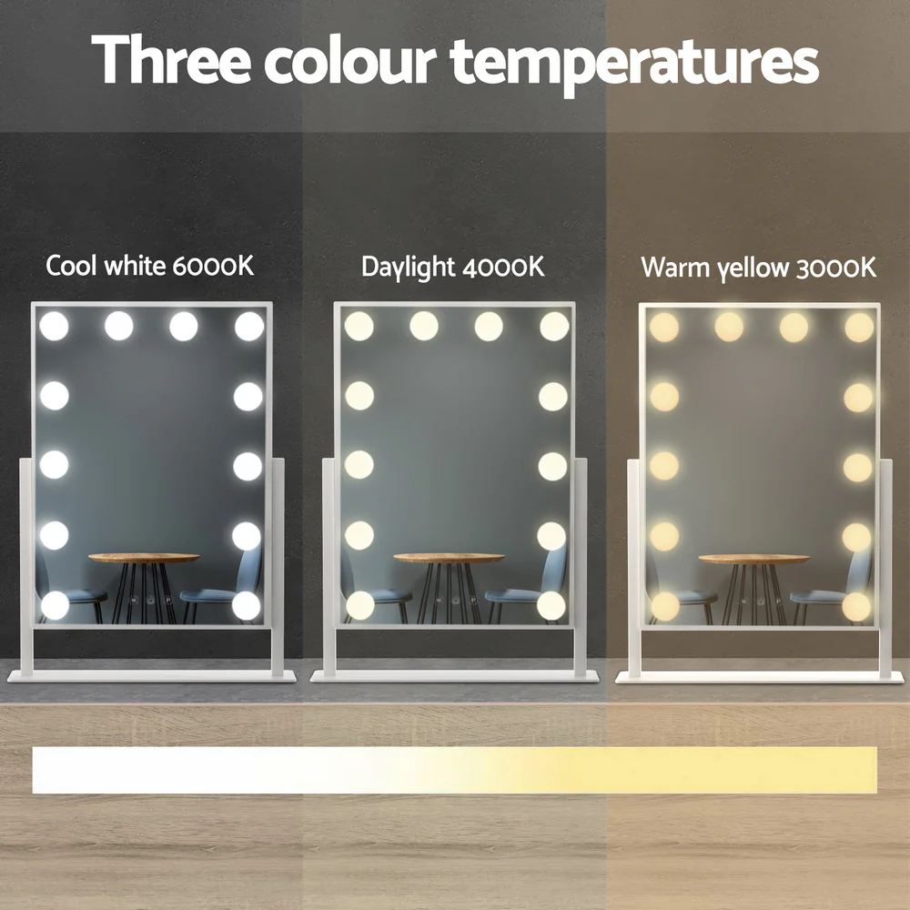 Embellir Makeup Mirror 30x41cm Hollywood Vanity with LED Light Rotation Tabletop - Image 5
