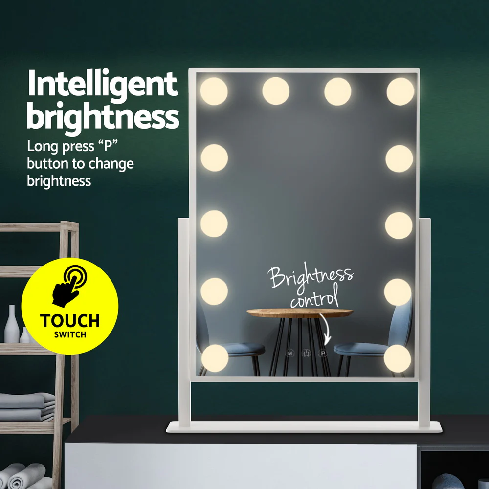 Embellir Makeup Mirror 30x41cm Hollywood Vanity with LED Light Rotation Tabletop - Image 6