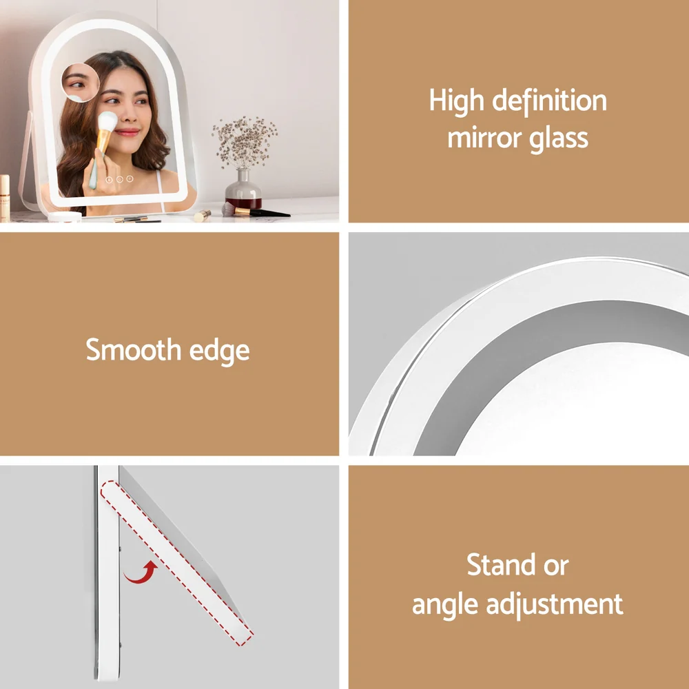 Embellir Makeup Mirror 35x45cm Dressing Vanity LED Stripe Light with 5x Magnification Rotation White Arch - Image 7