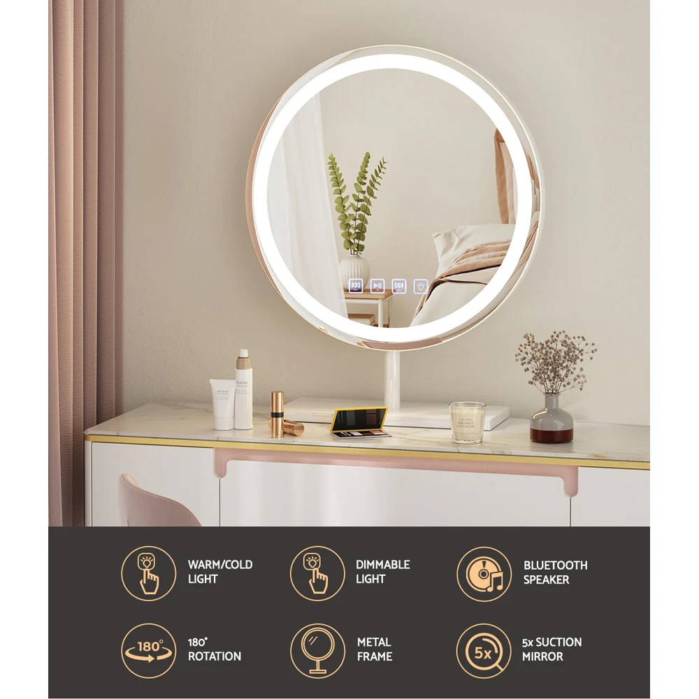 Embellir Makeup Mirror 40x40cm Hollywood Vanity with LED Light Tabletop Round - Image 5