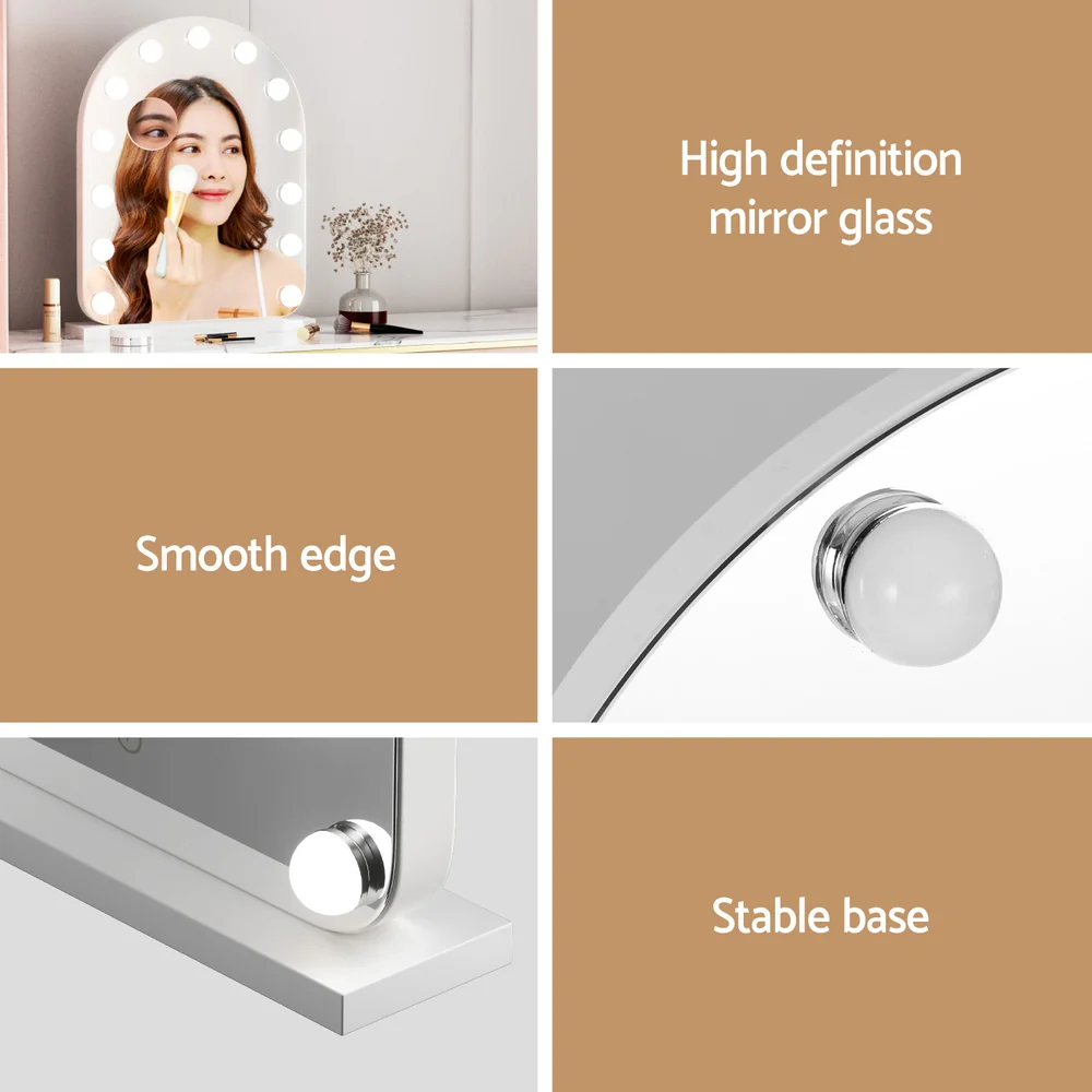 Embellir Makeup Mirror 40x50cm Dressing Vanity LED Bulb Light with 5x Magnification White Arch - Image 7