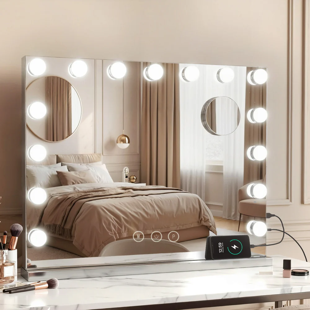 Embellir Makeup Mirror 58x46cm Hollywood Vanity with LED Light Tabletop Wall - Image 2