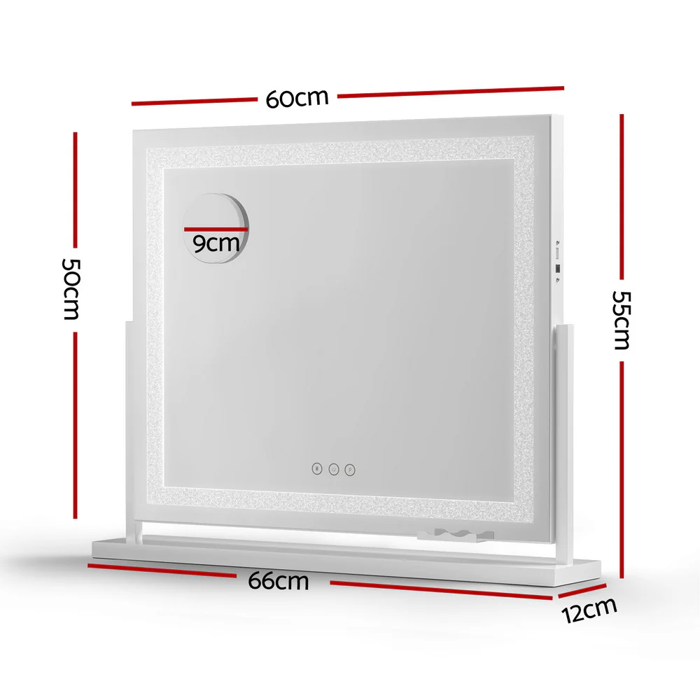 Embellir Makeup Mirror 60x50cm 360° Rotatable Vanity Mirror with Lights Crystal LED - Image 3