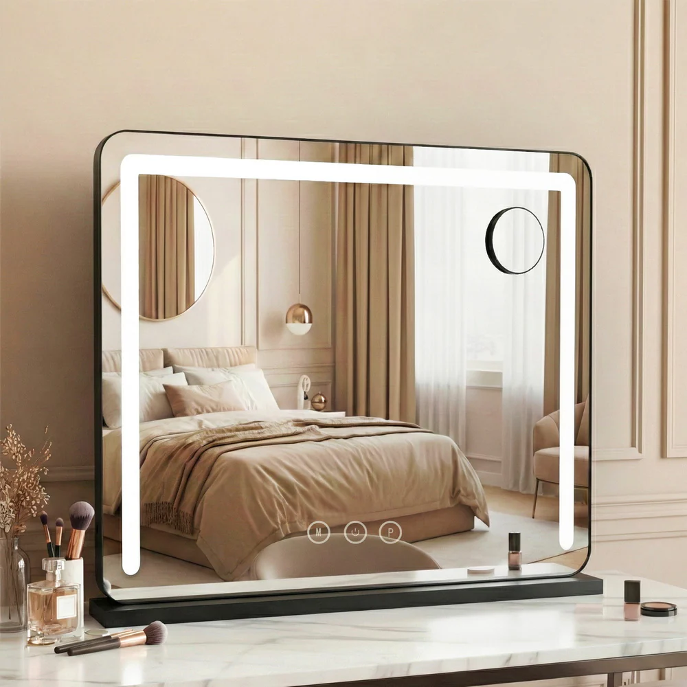 Embellir Makeup Mirror 60x50cm Hollywood Vanity with LED Light Tabletop Black - Image 2