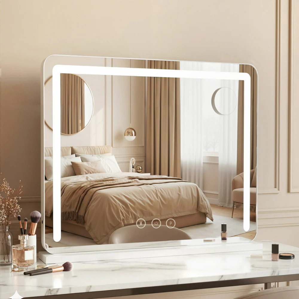 Embellir Makeup Mirror 60x50cm Hollywood Vanity with LED Light Tabletop White - Image 2