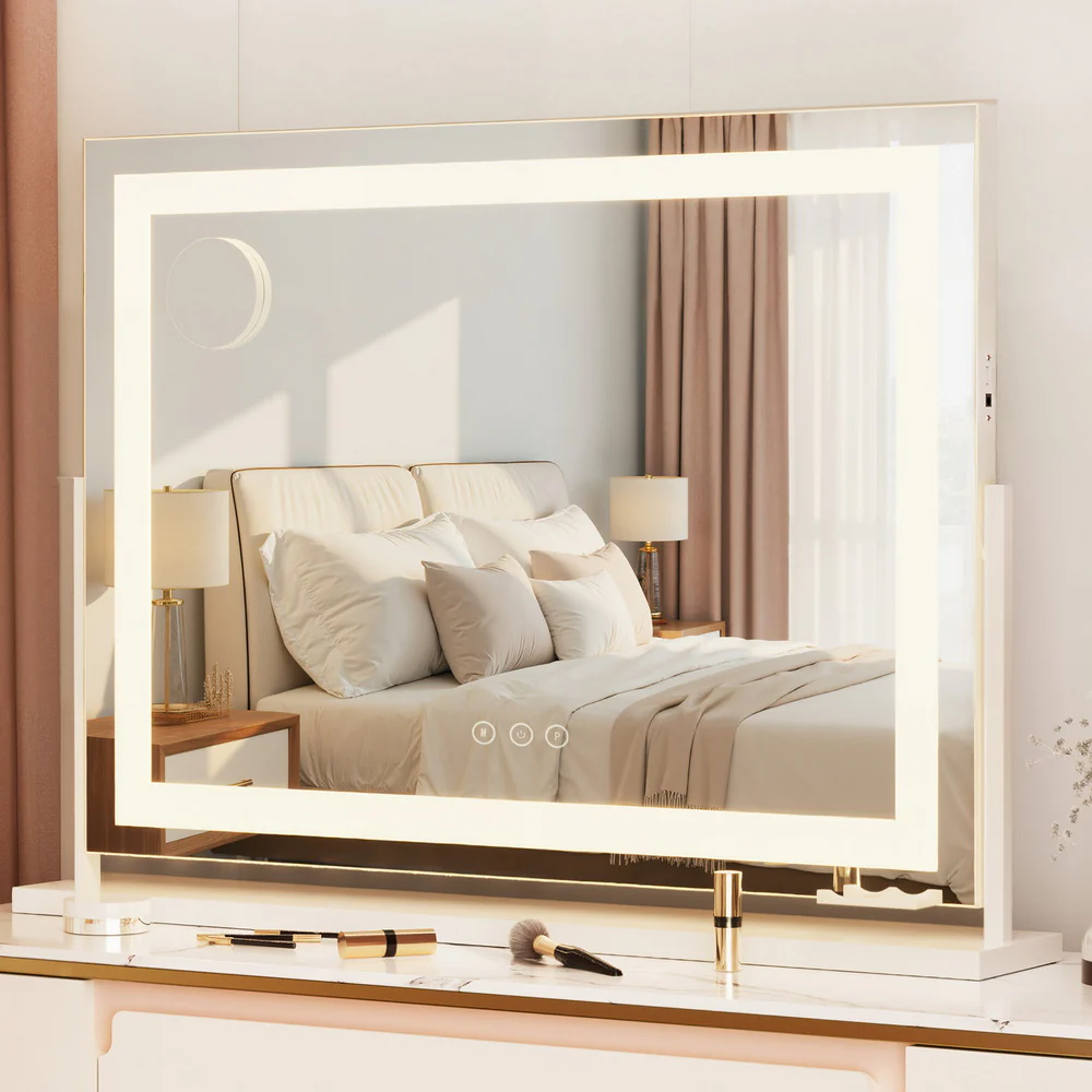 Embellir Makeup Mirror 80x58cm 360° Rotatable Vanity Mirror with Lights Bright Light Strip Adjustable - Image 2
