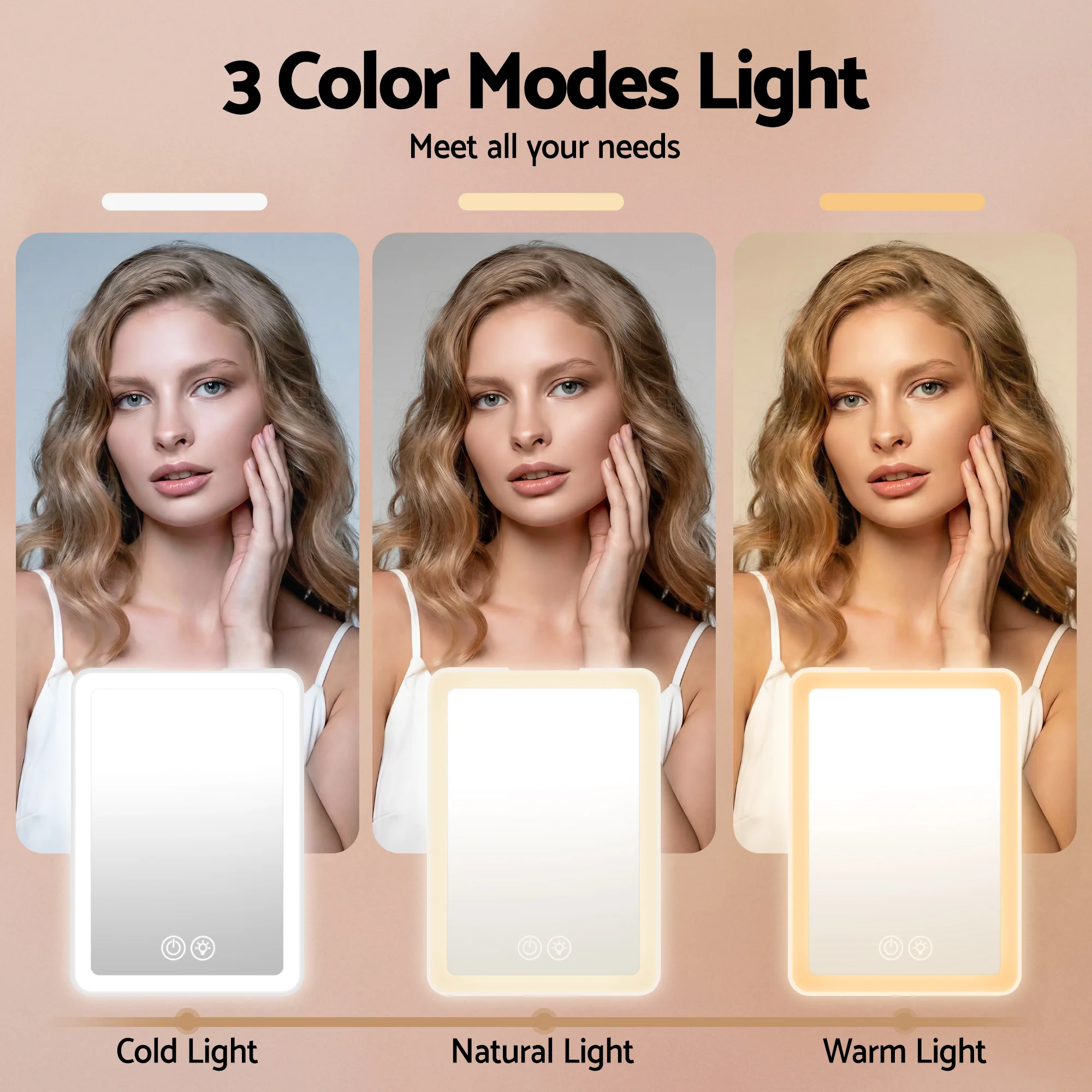 Embellir Portable Travel Makeup Mirror Rechargeable Makeup Mirror with Lights 10x Magnifier White - Image 5