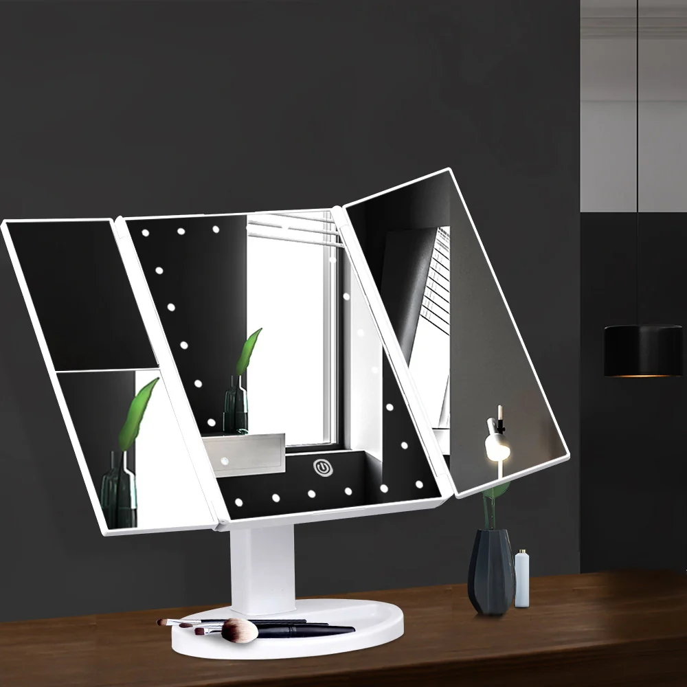 Embellir Tri-fold Makeup Mirror 1X2X3X Magnifying with LED Light Travel Portable - Image 8