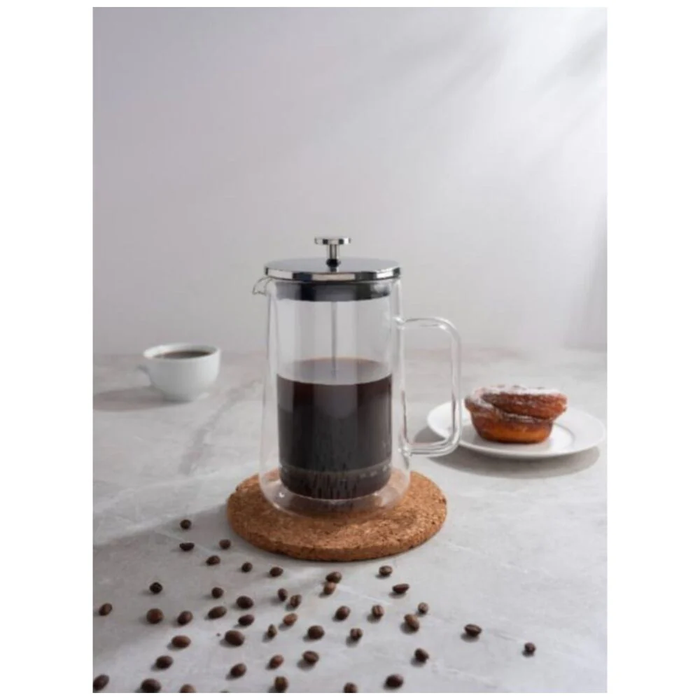 Euroline Double Wall Glass Coffee & Tea Plunger French Press Maker 1000ml - Image 2