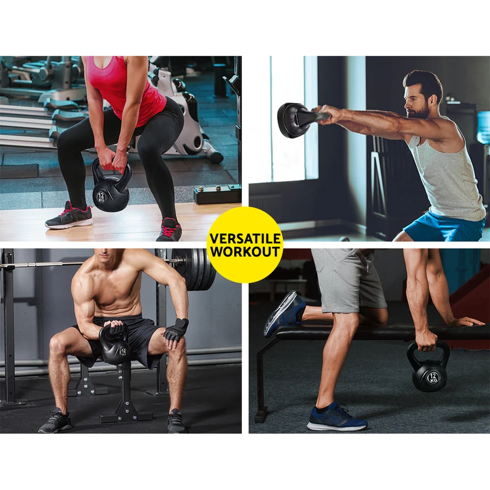 Everfit 12kg Kettlebell Set Weight Lifting Bench Dumbbells Kettle Bell Gym Home - Image 6