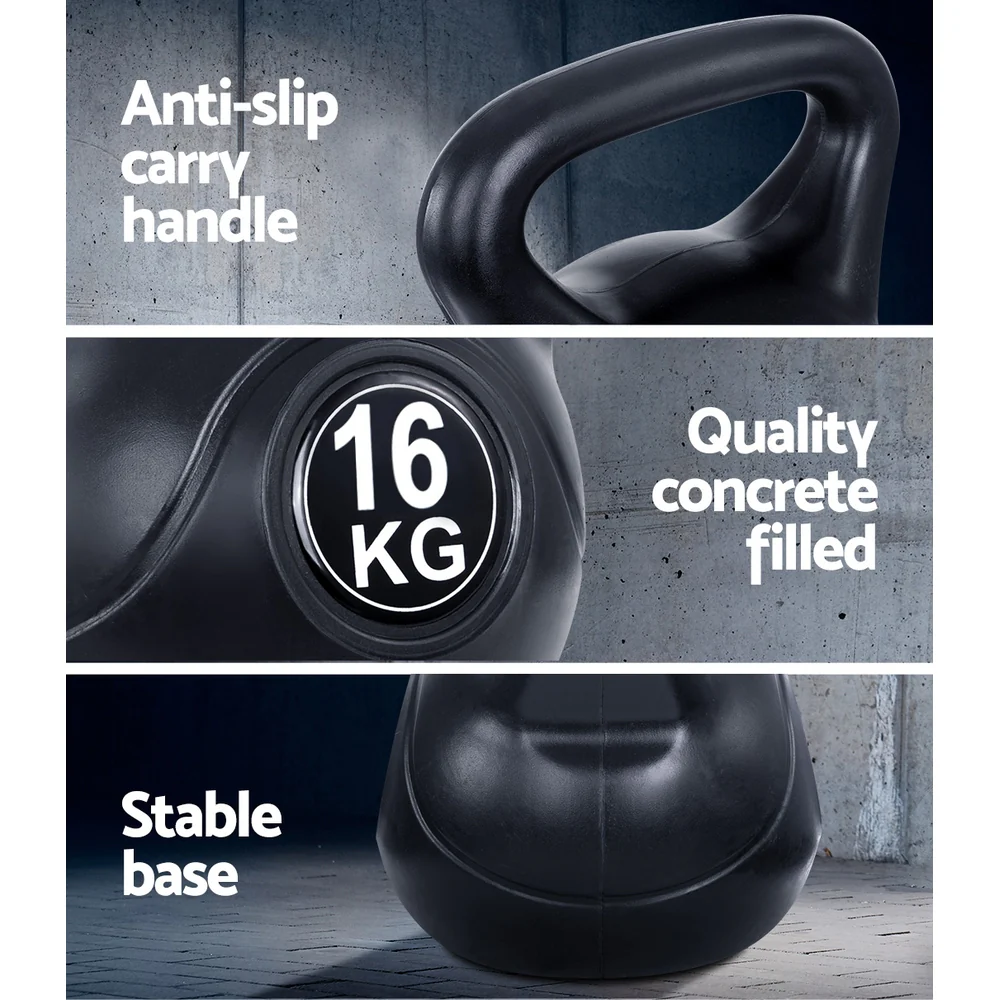 Everfit 16kg Kettlebell Set Weight Lifting Bench Dumbbells Kettle Bell Gym Home - Image 5