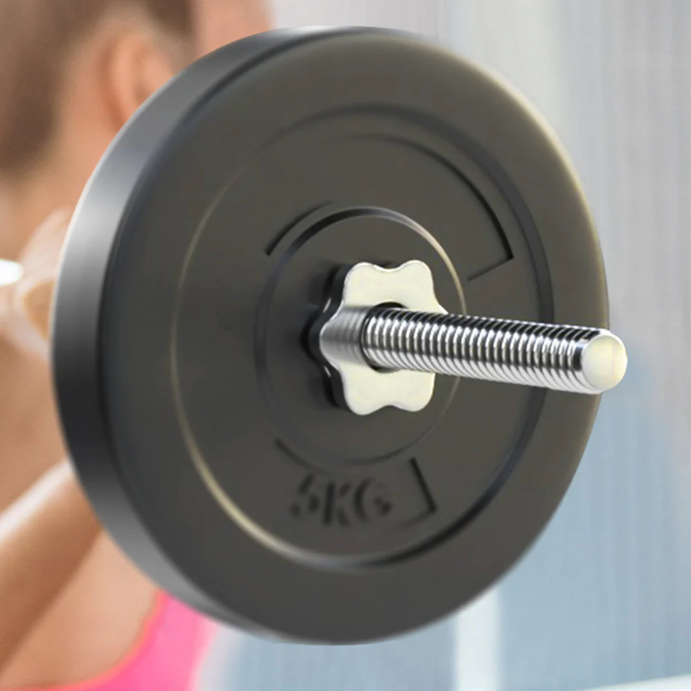Everfit 18kg Barbell Set Weight Plates Bar Lifting Bench 168cm - Image 5
