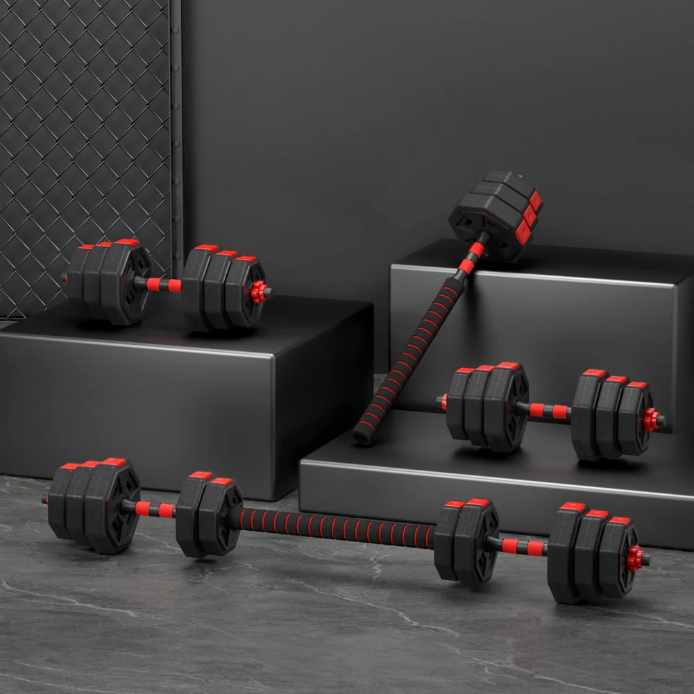Everfit 20kg Adjustable Dumbbell Barbell Set Weight Plates Home Workout - Image 2