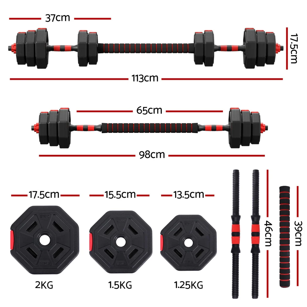 Everfit 20kg Adjustable Dumbbell Barbell Set Weight Plates Home Workout - Image 3