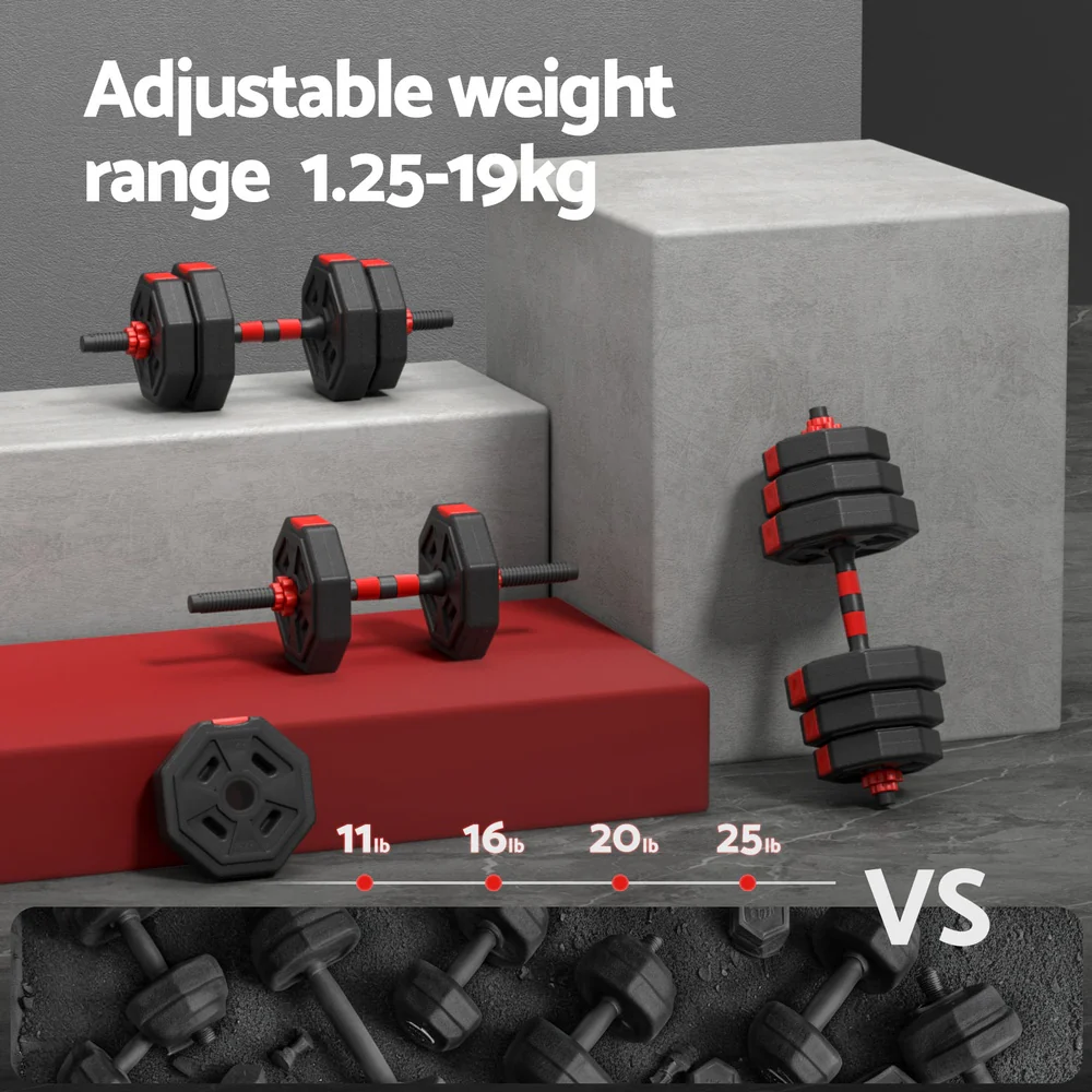 Everfit 20kg Adjustable Dumbbell Barbell Set Weight Plates Home Workout - Image 6