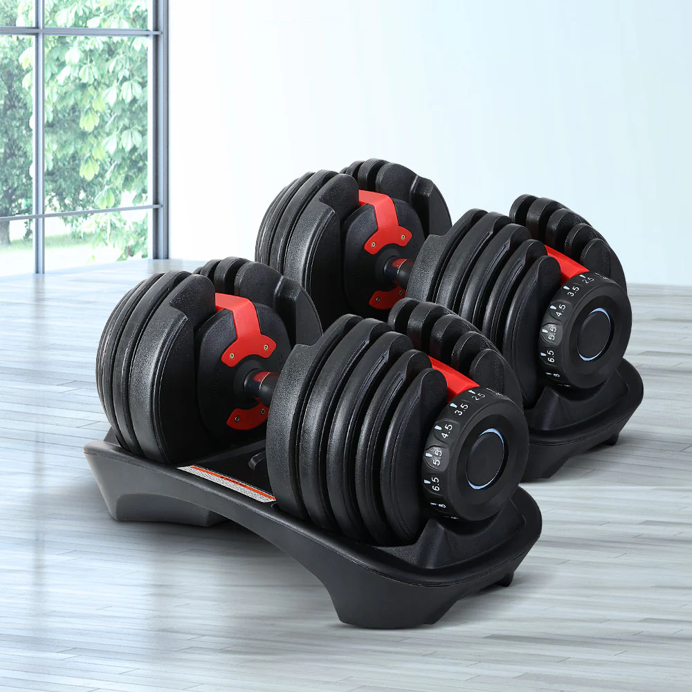 Everfit 24kg Dumbbells Adjustable Dumbbell Weight Plates Home Gym 2pcs - Image 2