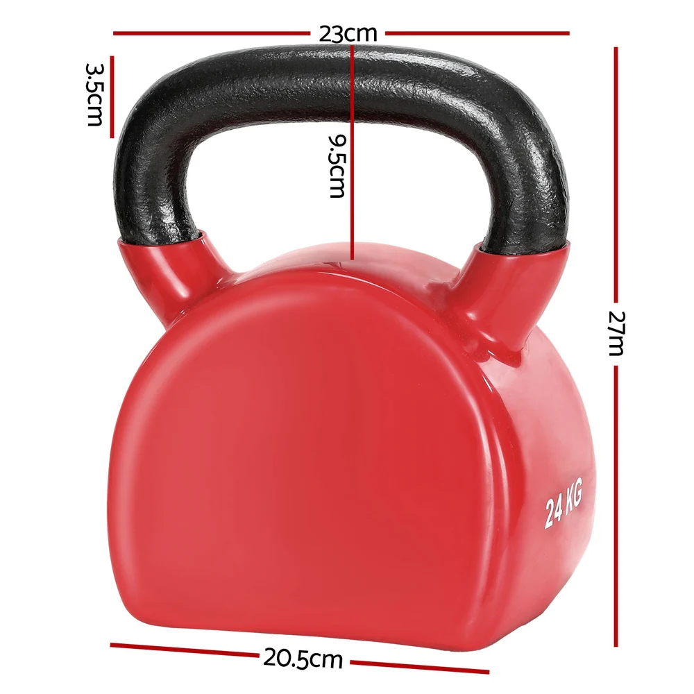 Everfit 24kg Kettlebell Weightlifting Bench Dumbbells Kettle Bell Gym Home - Image 2