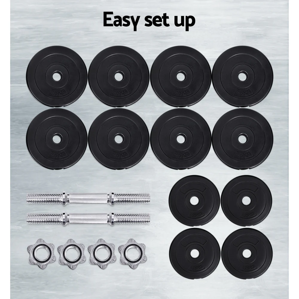 Everfit 30kg Dumbbell Set Weight Plates Dumbbells Lifting Bench - Image 6