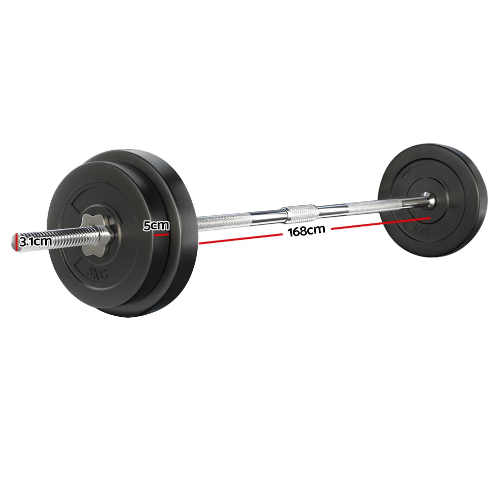 Everfit 38kg Barbell Set Weight Plates Bar Lifting Bench 168cm - Image 3