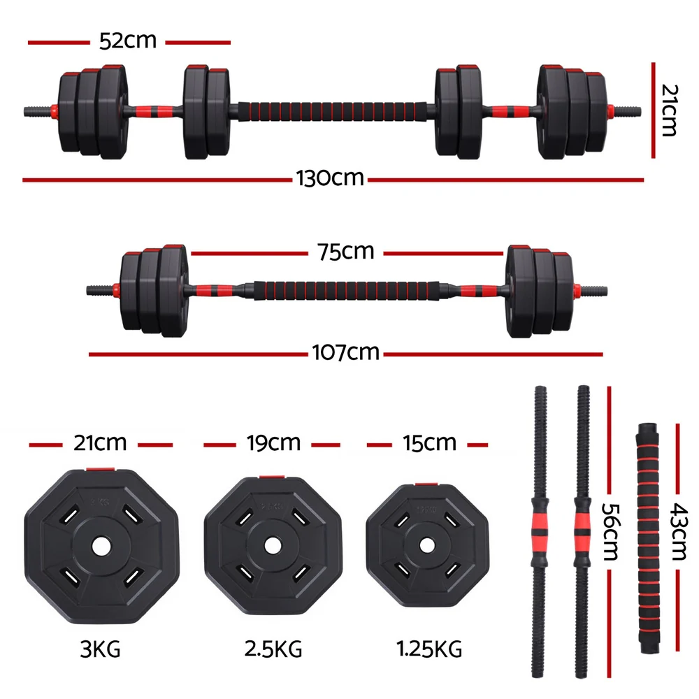Everfit 40kg Adjustable Dumbbell Barbell Set Weight Plates Home Workout - Image 3