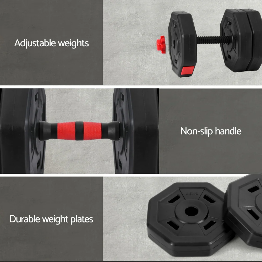 Everfit 40kg Adjustable Dumbbell Barbell Set Weight Plates Home Workout - Image 7