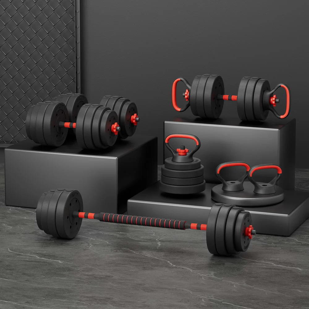 Everfit 40kg Adjustable Dumbbells Set Kettle Bell Weight Plates Barbells Gym - Image 2